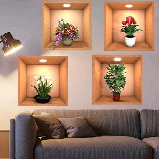 3D Wall Décor Stickers (Pack of 4)